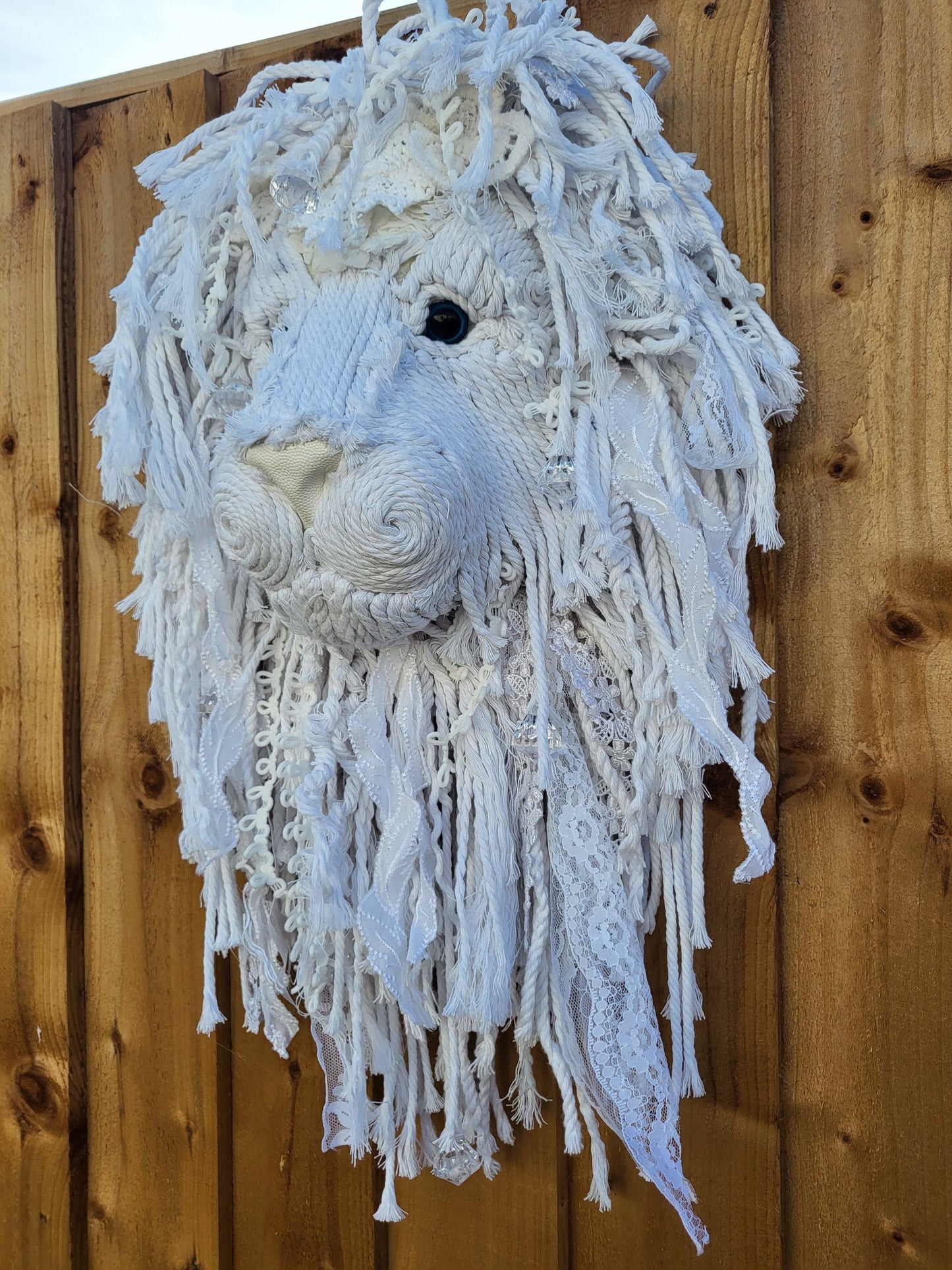 White Lion wall art light weight lace and crystal Nursery baby sparkling