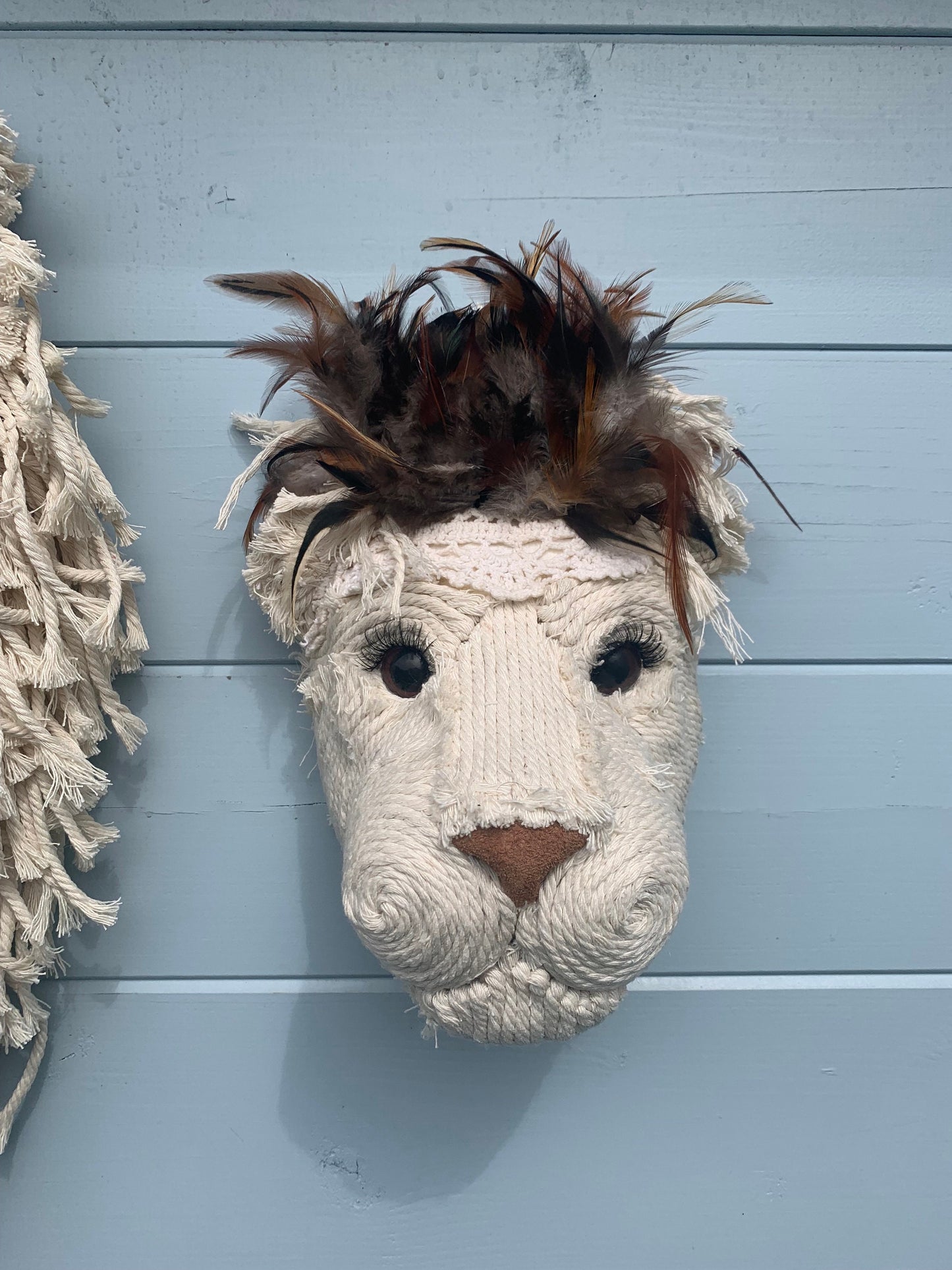 Macrame Lioness head beautifully handmade wall art animal head taxidermy baby nursery gift