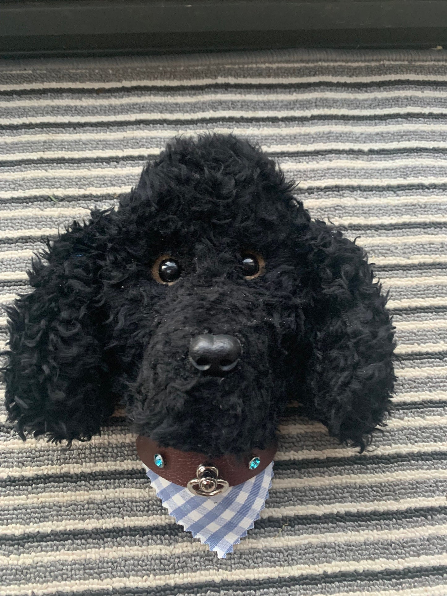 Black Poodle super cute handmade head portrait 8” super gift for poodle lover comes gift boxed dog lover unique and well made