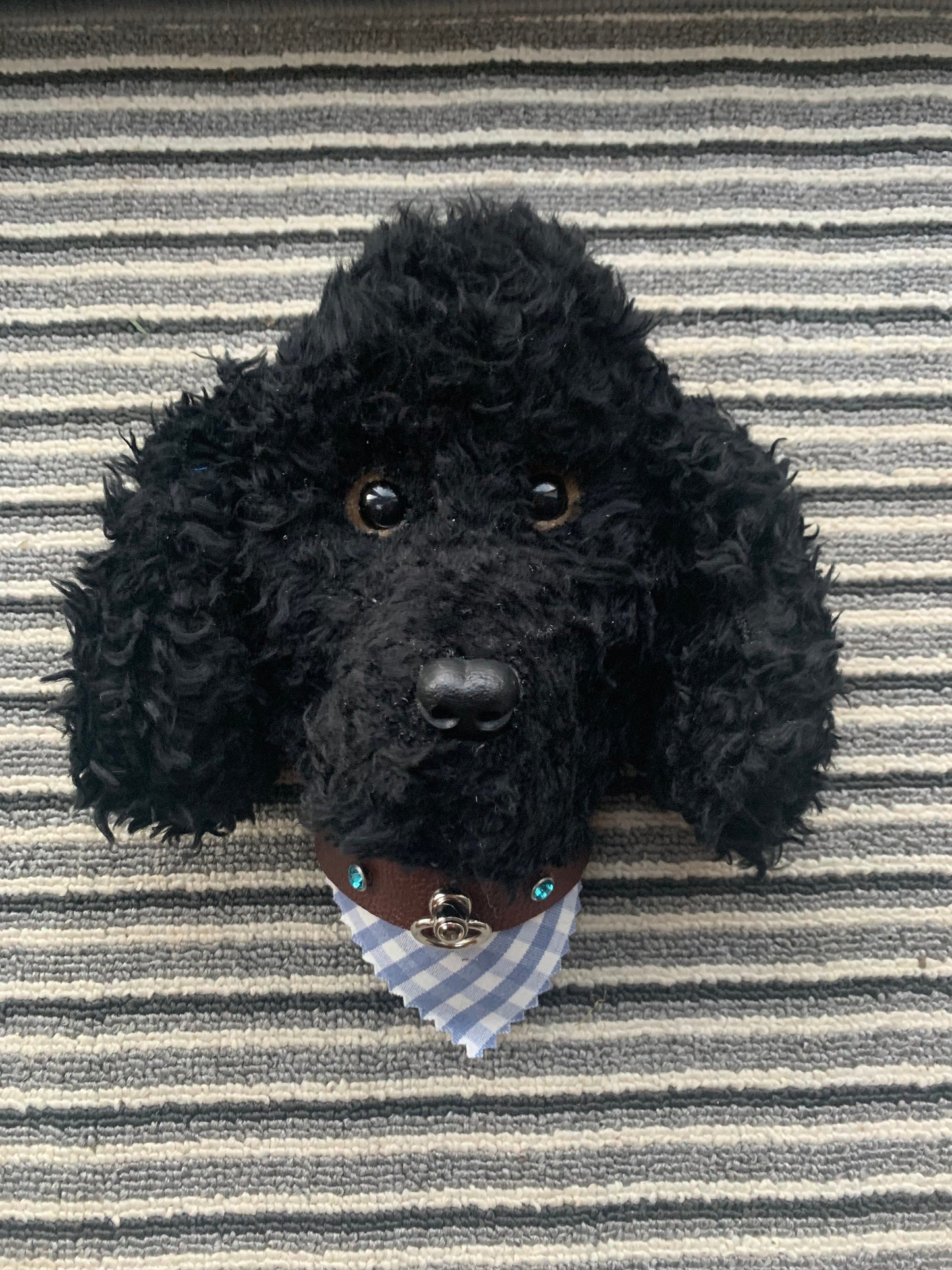 Black Poodle super cute handmade head portrait 8” super gift for poodle lover comes gift boxed dog lover unique and well made