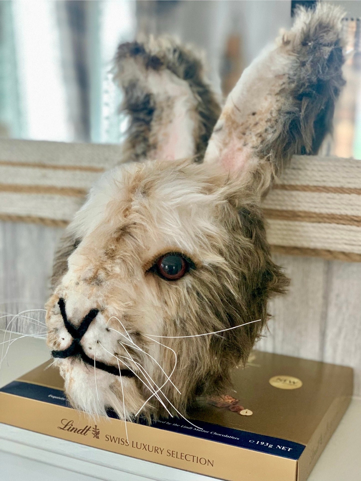 Hare Mr Arctic bunny furry face large eyes, snowy animal GORGEOUS rabbit bespoke animal head handmade birthday