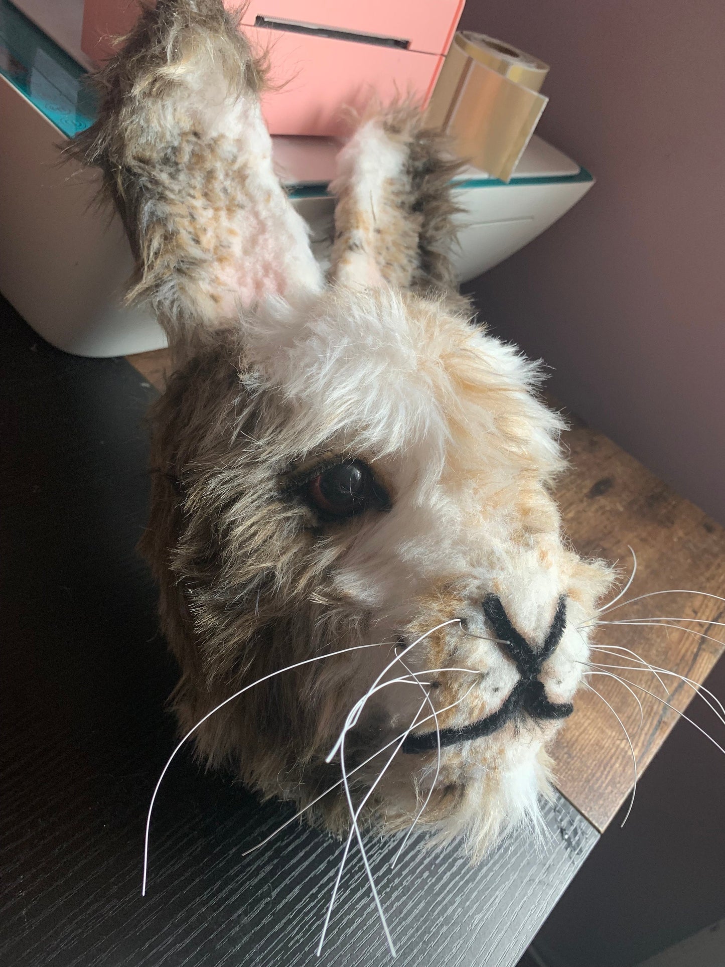 Hare Mr Arctic bunny furry face large eyes, snowy animal GORGEOUS rabbit bespoke animal head handmade birthday