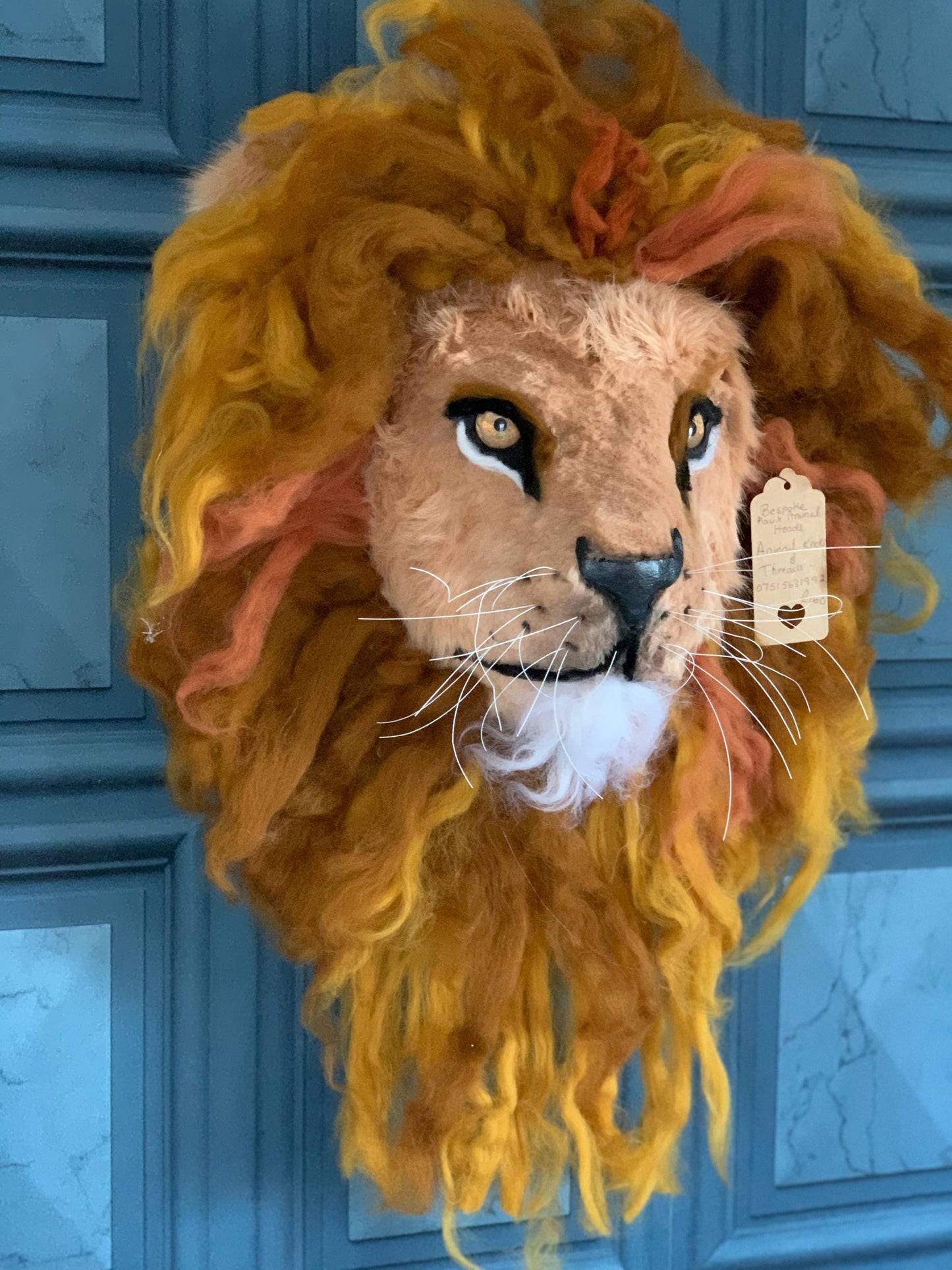 Aslam King of the jungle lion head 18” x 18 “ wall hanging faux taxidermy