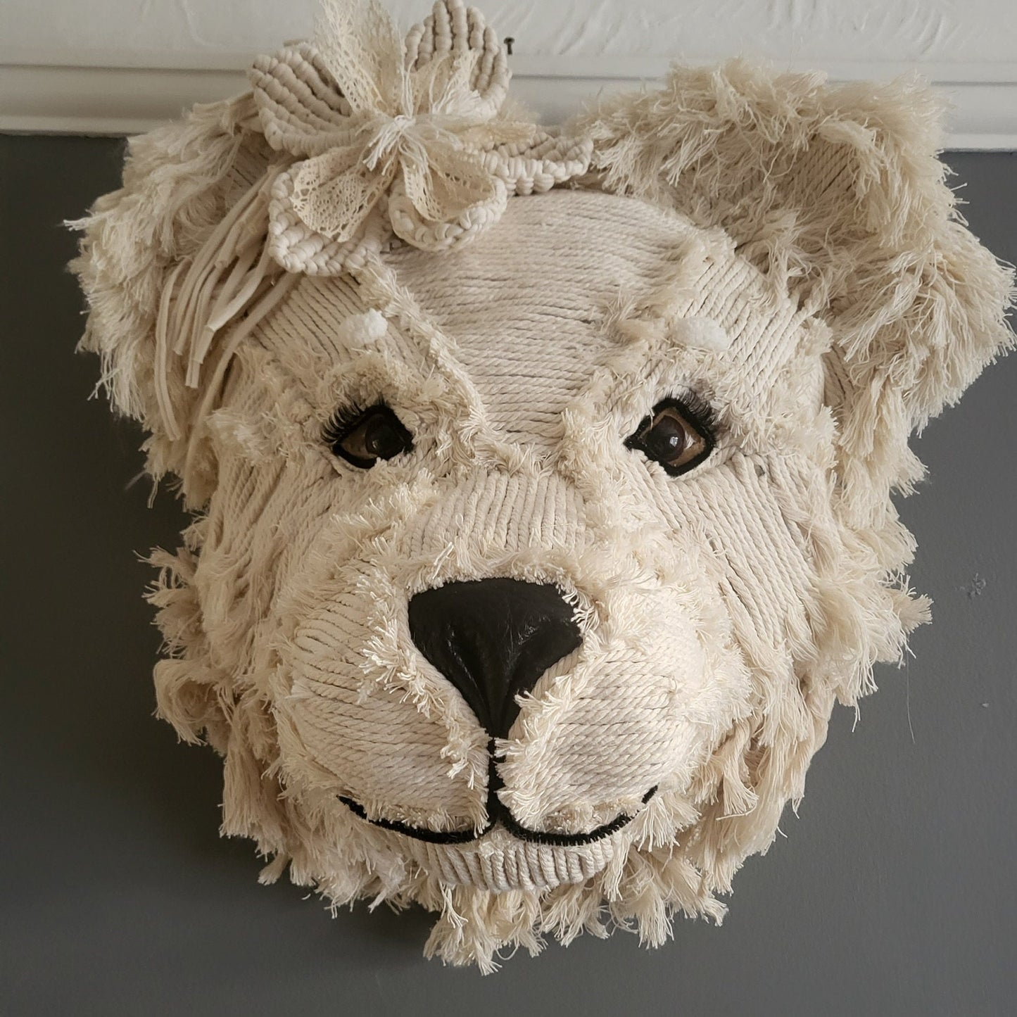 Teddy Large handmade Bear macrame flower cute Teddy gift kids bedroom
