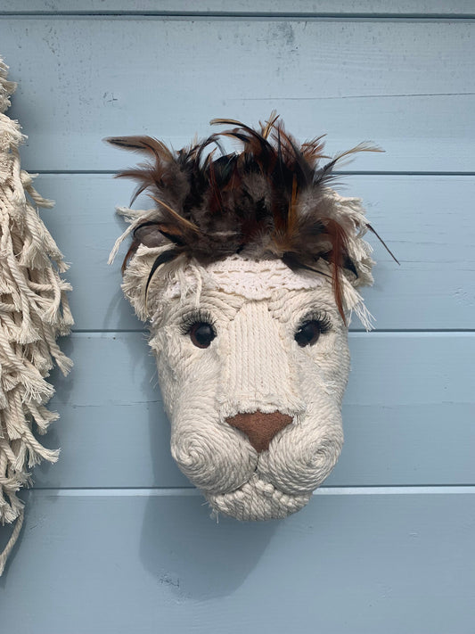 Macrame Lioness head beautifully handmade wall art animal head taxidermy baby nursery gift